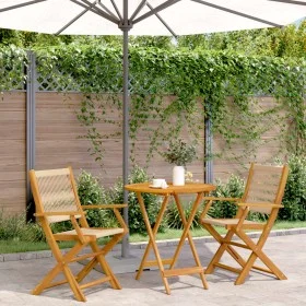 3-teiliges Bistro-Set aus Polypropylen und massivem Holz in Beige von , Gartensets - Ref: Foro24-3281855, Preis: 242,18 €, Ra...