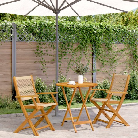Juego de bistro de 3 piezas polipropileno y madera maciza beige by , Garden sets - Ref: Foro24-3281855, Price: 241,67 €, Disc...