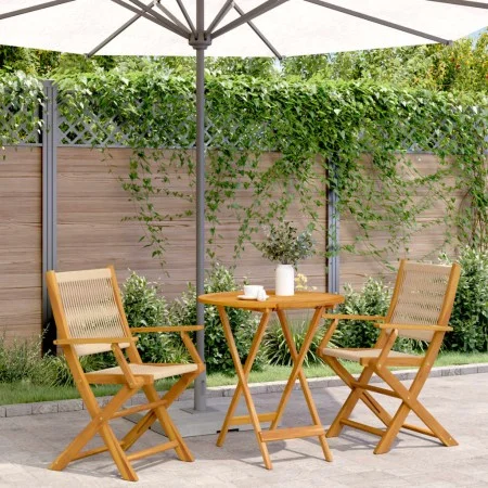 Juego de bistro de 3 piezas polipropileno y madera maciza beige de , Conjuntos de jardín - Ref: Foro24-3281855, Precio: 242,1...