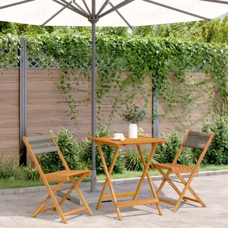 3-teiliges Bistro-Set aus Polypropylen und massivem grauem Holz von , Gartensets - Ref: Foro24-3281758, Preis: 141,12 €, Raba...