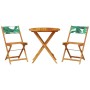 3-teiliges Bistro-Set aus Stoff, massivem Holz und Blattmuster. von , Gartensets - Ref: Foro24-3281848, Preis: 144,62 €, Raba...