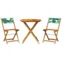 3-teiliges Bistro-Set aus Stoff, massivem Holz und Blattmuster. von , Gartensets - Ref: Foro24-3281848, Preis: 144,85 €, Raba...