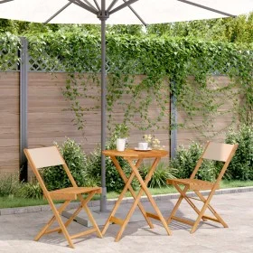 Juego de bistro de 3 piezas tela y madera maciza bej by , Garden sets - Ref: Foro24-3281751, Price: 128,19 €, Discount: %