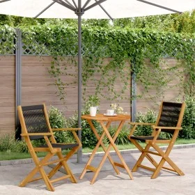3-teiliges Bistro-Set aus schwarzem Polypropylen und Massivholz von , Gartensets - Ref: Foro24-3281793, Preis: 181,39 €, Raba...