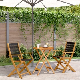 Juego de bistro de 3 piezas polipropileno y madera maciza negro by , Garden sets - Ref: Foro24-3281793, Price: 185,13 €, Disc...
