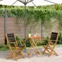 3-teiliges Bistro-Set aus schwarzem Polypropylen und Massivholz von , Gartensets - Ref: Foro24-3281793, Preis: 182,38 €, Raba...
