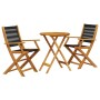 3-teiliges Bistro-Set aus schwarzem Polypropylen und Massivholz von , Gartensets - Ref: Foro24-3281793, Preis: 175,21 €, Raba...