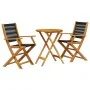 3-teiliges Bistro-Set aus schwarzem Polypropylen und Massivholz von , Gartensets - Ref: Foro24-3281793, Preis: 182,38 €, Raba...