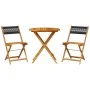 Juego de bistro de 3 piezas polipropileno y madera maciza negro by , Garden sets - Ref: Foro24-3281841, Price: 152,81 €, Disc...