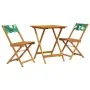 3-teiliges Bistro-Set aus Stoff, massivem Holz und Blattmuster. von , Gartensets - Ref: Foro24-3281764, Preis: 139,33 €, Raba...