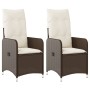 Sillones reclinables jardín con cojines marrones 2 uds ratán PE by , Garden chairs - Ref: Foro24-365686, Price: 225,52 €, Dis...