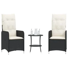 Sillas de jardín reclinables con mesa 2 uds ratán PE negro by , Garden chairs - Ref: Foro24-365690, Price: 256,02 €, Discount: %