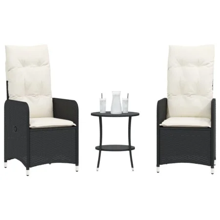 Sillas de jardín reclinables con mesa 2 uds ratán PE negro de , Sillas de jardín - Ref: Foro24-365690, Precio: 256,02 €, Desc...