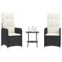 Sillas de jardín reclinables con mesa 2 uds ratán PE negro de , Sillas de jardín - Ref: Foro24-365690, Precio: 256,02 €, Desc...