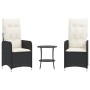 Sillas de jardín reclinables con mesa 2 uds ratán PE negro by , Garden chairs - Ref: Foro24-365690, Price: 261,54 €, Discount: %