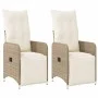 Sillones reclinables de jardín con cojines beige 2 uds ratán PE de , Sillas de jardín - Ref: Foro24-365703, Precio: 281,00 €,...