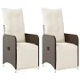 Sillones reclinables jardín con cojines marrones 2 uds ratán PE by , Garden chairs - Ref: Foro24-365701, Price: 281,52 €, Dis...