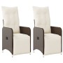 Sillones reclinables jardín con cojines marrones 2 uds ratán PE de , Sillas de jardín - Ref: Foro24-365701, Precio: 256,56 €