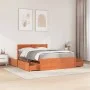 Bed with drawers and pine wood mattress, brown wax, 140x190 cm. by , Beds and slatted bases - Ref: Foro24-3281912, Price: 489...