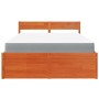 Bed with drawers and pine wood mattress, brown wax, 140x190 cm. by , Beds and slatted bases - Ref: Foro24-3281912, Price: 496...