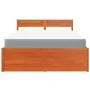 Bed with drawers and pine wood mattress, brown wax, 140x190 cm. by , Beds and slatted bases - Ref: Foro24-3281912, Price: 489...