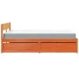 Bed with drawers and pine wood mattress, brown wax, 140x190 cm. by , Beds and slatted bases - Ref: Foro24-3281912, Price: 489...