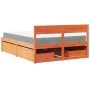 Bed with drawers and pine wood mattress, brown wax, 140x190 cm. by , Beds and slatted bases - Ref: Foro24-3281912, Price: 489...