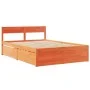 Bed with drawers and pine wood mattress, brown wax, 140x190 cm. by , Beds and slatted bases - Ref: Foro24-3281912, Price: 489...
