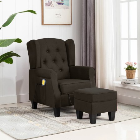 Dunkelbrauner Massagesessel aus Stoff mit Fußstütze von vidaXL, Elektrische Massagesessel - Ref: Foro24-320166, Preis: 255,19...