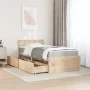Bed with drawers and solid white pine mattress 90x190 cm by , Beds and slatted bases - Ref: Foro24-3281919, Price: 309,38 €, ...