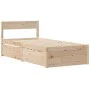 Bed with drawers and solid white pine mattress 90x190 cm by , Beds and slatted bases - Ref: Foro24-3281919, Price: 309,38 €, ...
