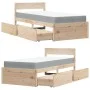 Bed with drawers and solid white pine mattress 90x190 cm by , Beds and slatted bases - Ref: Foro24-3281919, Price: 309,38 €, ...