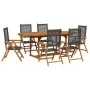 Set de comedor de jardín 7 pzas ratán PE madera acacia negro de , Conjuntos de jardín - Ref: Foro24-3281718, Precio: 753,24 €...
