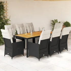 Set de comedor de jardín 9 pzas y cojines ratán sintético negro by , Garden sets - Ref: Foro24-3276860, Price: 1,00 €, Discou...