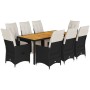 Set de comedor de jardín 9 pzas y cojines ratán sintético negro by , Garden sets - Ref: Foro24-3276860, Price: 1,00 €, Discou...