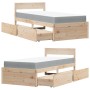 Bett mit Schubladen und Massivholz-Pinienmatratze 100x200 cm. von , Betten und Lattenroste - Ref: Foro24-3281904, Preis: 303,...