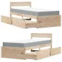 Bett mit Schubladen und Massivholz-Pinienmatratze 100x200 cm. von , Betten und Lattenroste - Ref: Foro24-3281904, Preis: 293,...