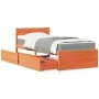 Bed with drawers and solid pine wood mattress brown 100x200 cm by , Beds and slatted bases - Ref: Foro24-3281906, Price: 338,...