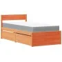 Bed with drawers and solid pine wood mattress brown 100x200 cm by , Beds and slatted bases - Ref: Foro24-3281906, Price: 338,...