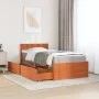 Bed with drawers and solid pine wood mattress brown 100x200 cm by , Beds and slatted bases - Ref: Foro24-3281906, Price: 338,...