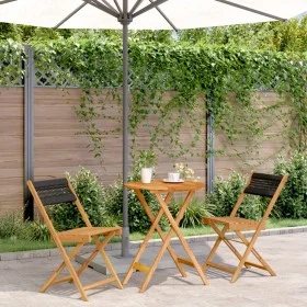 3-teiliges Bistro-Set aus schwarzem Polypropylen und Massivholz von , Gartensets - Ref: Foro24-3281745, Preis: 135,68 €, Raba...