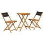 3-teiliges Bistro-Set aus schwarzem Polypropylen und Massivholz von , Gartensets - Ref: Foro24-3281745, Preis: 139,02 €, Raba...