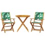 3-teiliges Bistro-Set aus Stoff, massivem Holz und Blattmuster. von , Gartensets - Ref: Foro24-3281860, Preis: 170,97 €, Raba...
