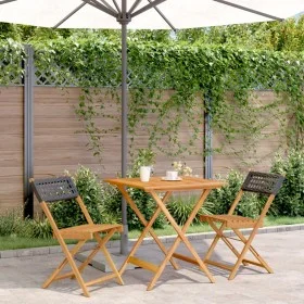 3-teiliges Bistro-Set aus PE-Rattan und massivem Holz in Schwarz von , Gartensets - Ref: Foro24-3281862, Preis: 151,89 €, Rab...