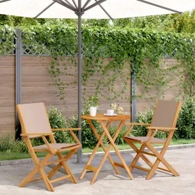 3-teiliges Bistro-Set aus Stoff und massivem Holz in Taupe-Farbe. von , Gartensets - Ref: Foro24-3281798, Preis: 173,55 €, Ra...