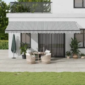 Toldo retráctil manual luz LED antracita y blanco 600x350 cm by , Awnings - Ref: Foro24-3215821, Price: 573,67 €, Discount: %