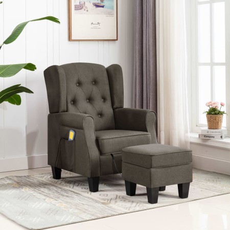 Massagesessel mit Fußstütze aus taupegrauem Stoff von vidaXL, Elektrische Massagesessel - Ref: Foro24-320169, Preis: 256,44 €...