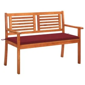 Solid eucalyptus wood 2-seater garden bench with cushion, 120 cm by , garden benches - Ref: Foro24-3060978, Price: 184,79 €, ...