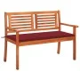 Solid eucalyptus wood 2-seater garden bench with cushion, 120 cm by , garden benches - Ref: Foro24-3060978, Price: 184,79 €, ...