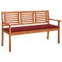 Solid eucalyptus wood 3-seater garden bench with cushion, 150 cm by , garden benches - Ref: Foro24-3061005, Price: 194,79 €, ...